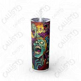 20oz Cartoon Anime Zombies Skinny Tumbler with Straw - Quirky and Stylish Drinkware