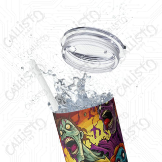 20oz Cartoon Anime Zombies Skinny Tumbler with Straw - Quirky and Stylish Drinkware