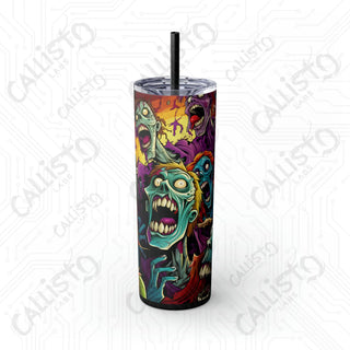 20oz Cartoon Anime Zombies Skinny Tumbler with Straw - Quirky and Stylish Drinkware