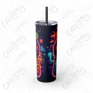 20oz Colorful Gamer Controller Skinny Tumbler with Straw - Fun and Stylish Drinkware for Gamers