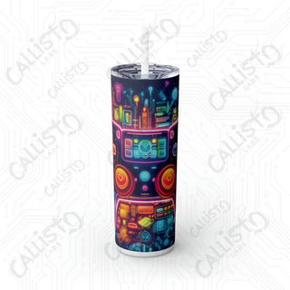 20oz Colorful Gamer Controller Skinny Tumbler with Straw - Fun and Stylish Drinkware for Gamers