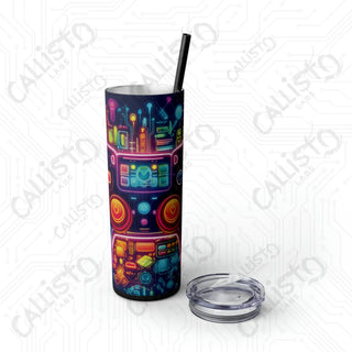 20oz Colorful Gamer Controller Skinny Tumbler with Straw - Fun and Stylish Drinkware for Gamers