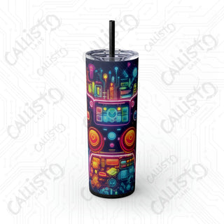 20oz Colorful Gamer Controller Skinny Tumbler with Straw - Fun and Stylish Drinkware for Gamers