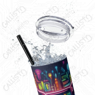 20oz Colorful Gamer Controller Skinny Tumbler with Straw - Fun and Stylish Drinkware for Gamers