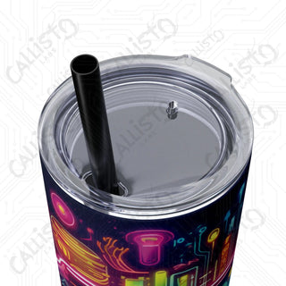 20oz Colorful Gamer Controller Skinny Tumbler with Straw - Fun and Stylish Drinkware for Gamers