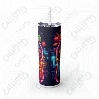 20oz Colorful Gamer Controller Skinny Tumbler with Straw - Fun and Stylish Drinkware for Gamers