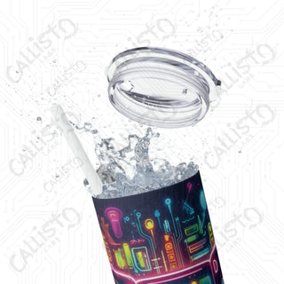 20oz Colorful Gamer Controller Skinny Tumbler with Straw - Fun and Stylish Drinkware for Gamers