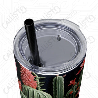 20oz Floral Cactus Skinny Tumbler with Straw - Stylish and Refreshing Drinkware