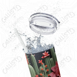 20oz Floral Cactus Skinny Tumbler with Straw - Stylish and Refreshing Drinkware