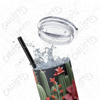 20oz Floral Cactus Skinny Tumbler with Straw - Stylish and Refreshing Drinkware