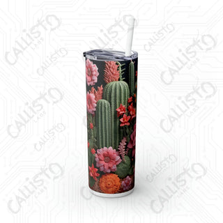 20oz Floral Cactus Skinny Tumbler with Straw - Stylish and Refreshing Drinkware