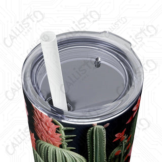 20oz Floral Cactus Skinny Tumbler with Straw - Stylish and Refreshing Drinkware