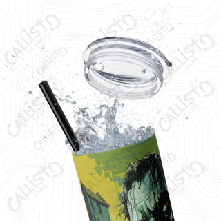 20oz Frankenstein Skinny Tumbler with Straw - Stylish and Spooky Drinkware for Halloween Fun