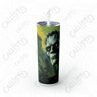 20oz Frankenstein Skinny Tumbler with Straw - Stylish and Spooky Drinkware for Halloween Fun