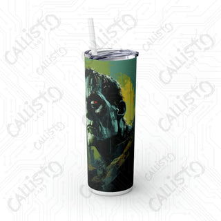 20oz Frankenstein Skinny Tumbler with Straw - Stylish and Spooky Drinkware for Halloween Fun