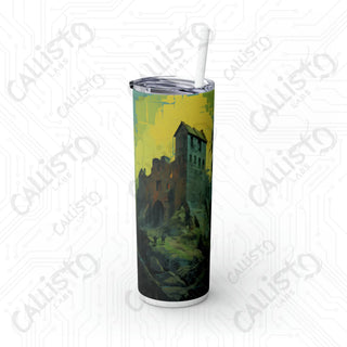 20oz Frankenstein Skinny Tumbler with Straw - Stylish and Spooky Drinkware for Halloween Fun