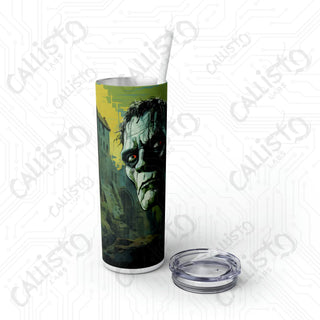 20oz Frankenstein Skinny Tumbler with Straw - Stylish and Spooky Drinkware for Halloween Fun