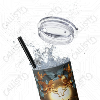 20oz Golden Skull Skinny Tumbler with Straw - Elegant and Edgy Drinkware for Stylish Sips