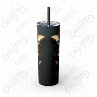 20oz Golden Skull Skinny Tumbler with Straw - Elegant and Edgy Drinkware for Stylish Sips