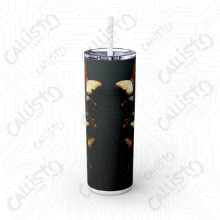 20oz Golden Skull Skinny Tumbler with Straw - Elegant and Edgy Drinkware for Stylish Sips