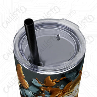 20oz Golden Skull Skinny Tumbler with Straw - Elegant and Edgy Drinkware for Stylish Sips