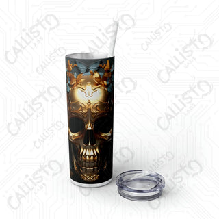 20oz Golden Skull Skinny Tumbler with Straw - Elegant and Edgy Drinkware for Stylish Sips