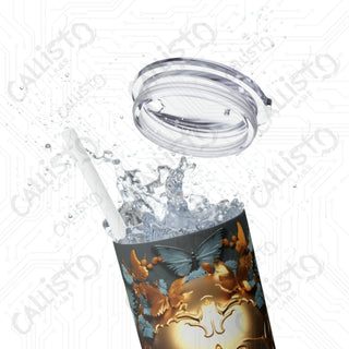 20oz Golden Skull Skinny Tumbler with Straw - Elegant and Edgy Drinkware for Stylish Sips