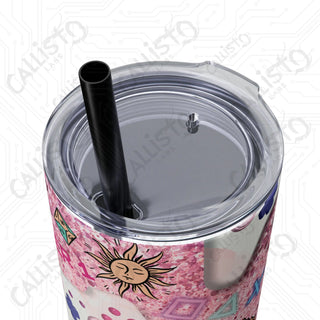 20oz Pink Girl Gamer Skinny Tumbler with Straw - Stylish Drinkware for Gaming Enthusiasts