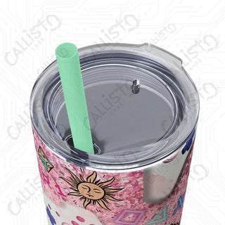 20oz Pink Girl Gamer Skinny Tumbler with Straw - Stylish Drinkware for Gaming Enthusiasts