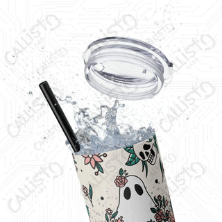 20oz Spooky Vibes Skinny Tumbler with Straw - Chic and Haunting Drinkware for Every Occasion