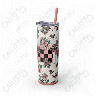 20oz Spooky Vibes Skinny Tumbler with Straw - Chic and Haunting Drinkware for Every Occasion