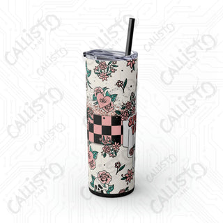 20oz Spooky Vibes Skinny Tumbler with Straw - Chic and Haunting Drinkware for Every Occasion