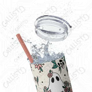 20oz Spooky Vibes Skinny Tumbler with Straw - Chic and Haunting Drinkware for Every Occasion