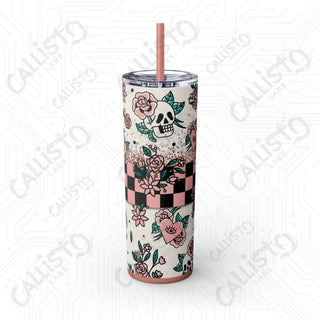 20oz Spooky Vibes Skinny Tumbler with Straw - Chic and Haunting Drinkware for Every Occasion