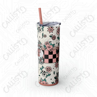 20oz Spooky Vibes Skinny Tumbler with Straw - Chic and Haunting Drinkware for Every Occasion