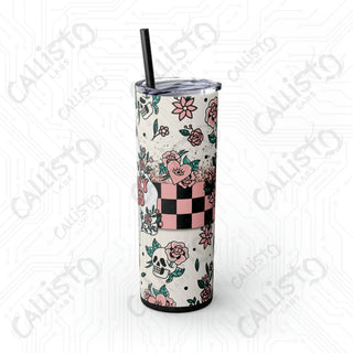 20oz Spooky Vibes Skinny Tumbler with Straw - Chic and Haunting Drinkware for Every Occasion