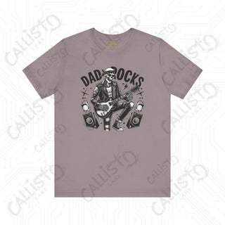 Men’s Horror ’Dad Rocks’ Skeleton Guitar Graphic Shirt: Cool and Spooky Tee for Musical Dads - Perfect Father’s