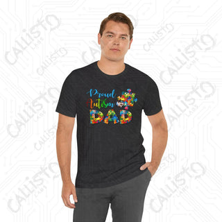 Men’s ’Proud Autism Dad’ Graphic Shirt: Show Support and Love with this Unique Autism Awareness Tee - T-Shirt