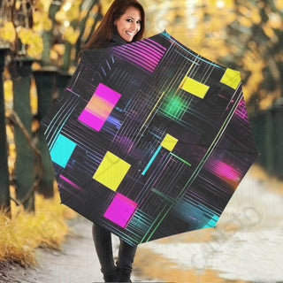 Cyberpunk Geometric Umbrella – Sleek Futuristic Design Style Rain Protection - Size