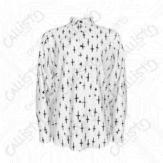 Men’s Faithful Abstract Cross Design Long Sleeve Dress Shirt - Eco-Friendly Premium Cotton Blend - S