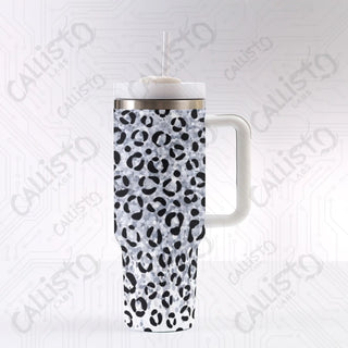 40 oz Stainless Steel Insulated Tumbler Sparkling Leopard Print with Leak-Proof Lid Straw & Handle