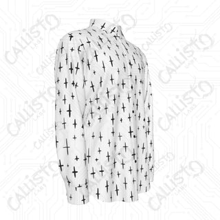 Men’s Faithful Abstract Cross Design Long Sleeve Dress Shirt - Eco-Friendly Premium Cotton Blend