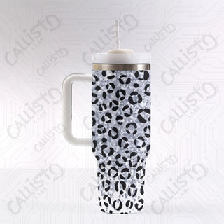 40 oz Stainless Steel Insulated Tumbler Sparkling Leopard Print with Leak-Proof Lid Straw & Handle - 40OZ / Black