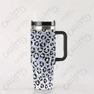 40 oz Stainless Steel Insulated Tumbler Sparkling Leopard Print with Leak-Proof Lid Straw & Handle