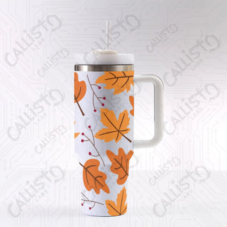 40 oz Stainless Steel Insulated Tumbler Fall Leaves Tumbler with Leak-Proof Lid Straw & Handle