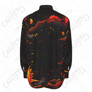 Solar Eclipse Abstract Shirt | Radiant Sun Front & Black Sun Back Men’s Long Sleeve Dress Shirt