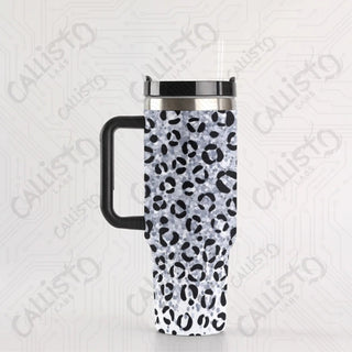 40 oz Stainless Steel Insulated Tumbler Sparkling Leopard Print with Leak-Proof Lid Straw & Handle