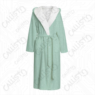 Teal Snowy Dots Hooded Bathrobe | Cozy Women’s Flannel Winter Loungewear - S