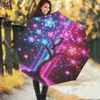 Cyberpunk Japanese Cherry Blossom Umbrella - Size