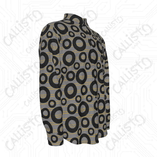 Refined Abstract Circular Detail Men’s Long Sleeve Dress Shirt Eco-Friendly Premium Cotton Blend